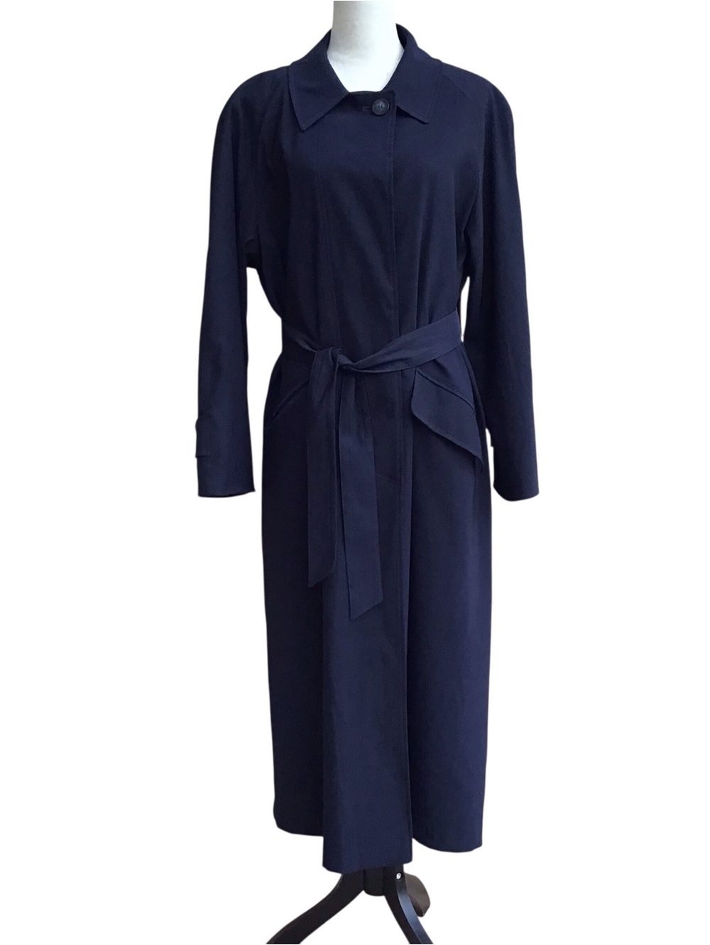 Saks Fifth Avenue Vintage Long Trench Coat in Blue